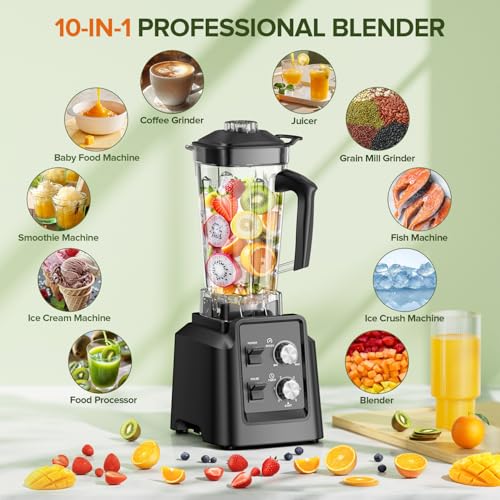 Blender for Smoothies - Blenders for Kitchen with 68Oz. Pitcher & 20Oz. Grinder, Smoothie Blender for Ice Crushing, Frozen Fruit, 28000 RPM, Black image 3
