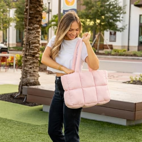Image of PALAY Tote Bag for Woman Soft Lighweight Puffy Travel Handbag 15.6 inches Laptop Quilted Shoulder Hand Bags for Women