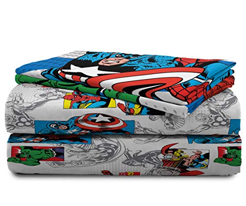 Image of Jay Franco Kids Sheet Set with Fitted, Flat Sheets & Pillow Cover - Ultra-Soft Bedding with Pillowcase for Room Decor, White - Avengers, 3 Piece Twin