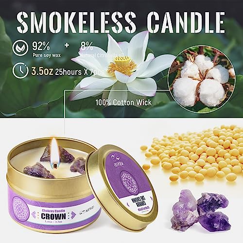 AOOVOO Chakra Candles with Healing Crystals - 7 Chakra Candle Set, Spiritual Gifts for Women, Aromatherapy Candle, Soy Candles for Women - Image 2