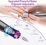 Cordless Electric Nail Drill 35000 RPM, Professional Portable Nail File for Acrylic Nails & Gel Polish Removal, Low Vibration & Heat E-file with 11 Drill Bits, Salon-Quality Manicure Pedicure Kit (Matte Gray)