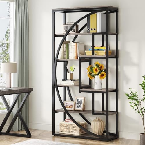 46Treeform Bookshelf, Industrial 5-Tier Etagere Bookcase, 70.8 in...