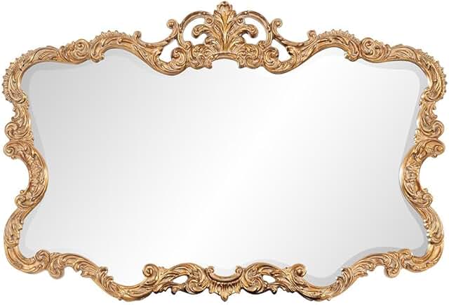 Howard Elliott Antiqued Talida Gold Ornate Mirror for Wall, Large Focal ...