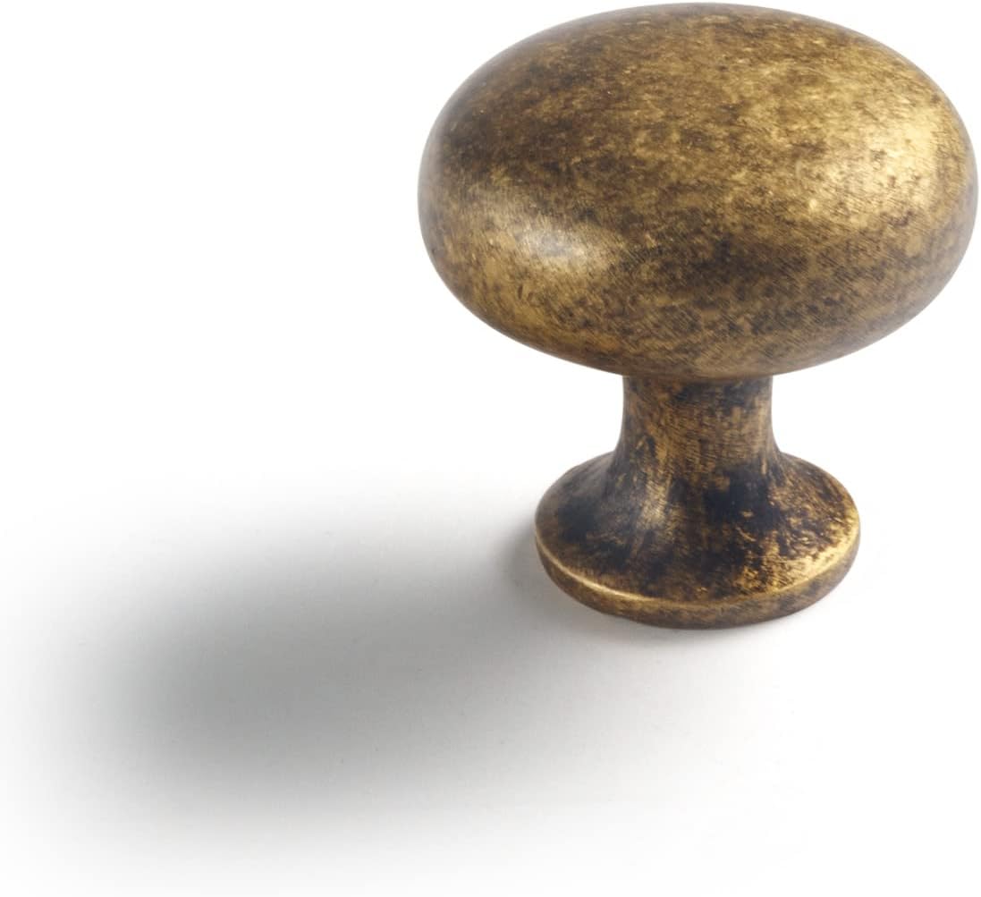 Vintage Retro Brass Zinc Alloy Cabinet Knob - Single Hole Center Affordable Luxury Cabinet Pull Hardware for Bedroom, Kitchen, 6 Pack