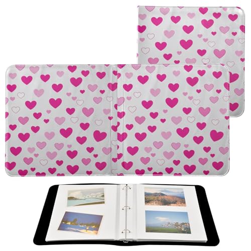 Álbum de fotos adhesivo DIY Scrapbook con diseño de corazones rojo ciruela, encuadernador de 3 anillos, 40 páginas, tamaño 11.8 x 11.2 pulgadas miniatura 2
