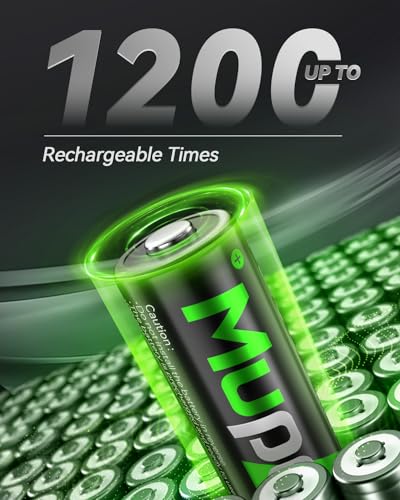 Image of Mupoer Rechargeable AA Batteries 4 Pack, Ni-MH 2800mAh High Capacity 2A Battery, 1.2V Double A Low Self Discharge Batteries