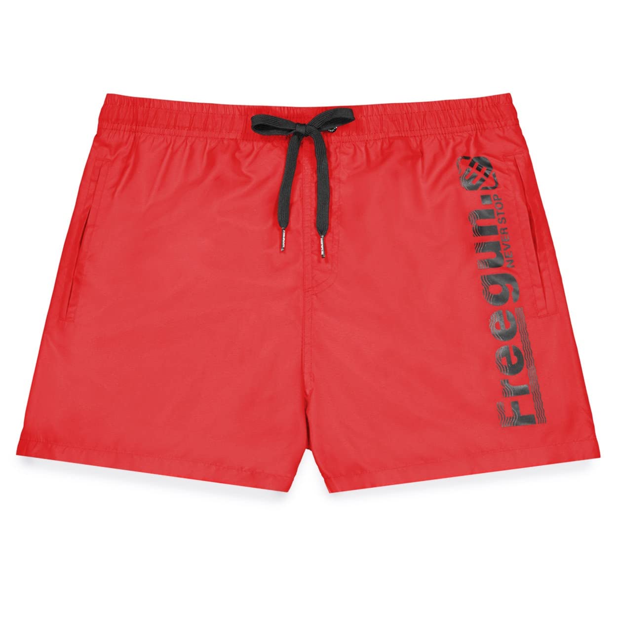 FREEGUN Maillot de Bain Garçon Séchage Rapide, Short de Bain Enfant, Plage, Confortable avec Poches, Rouge Taille 10 ans/​12 Ans