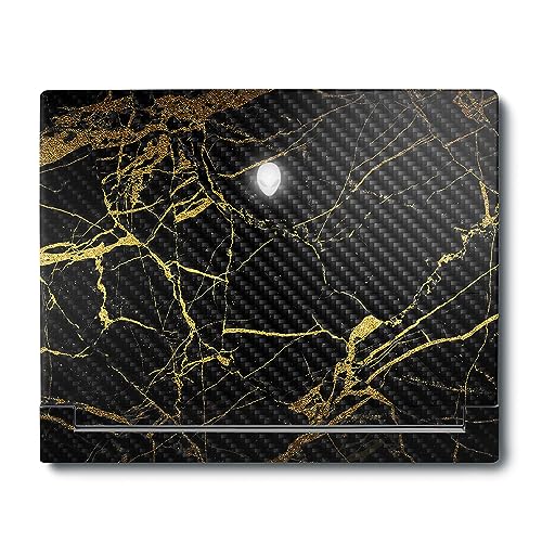 Image of MightySkins Carbon Fiber Skin Compatible with Alienware X16 R1 (2023) Full Wrap Kit - Black Gold Marble | Protective, Durable Textured Carbon Fiber Finish | Easy to Apply | Made in The USA