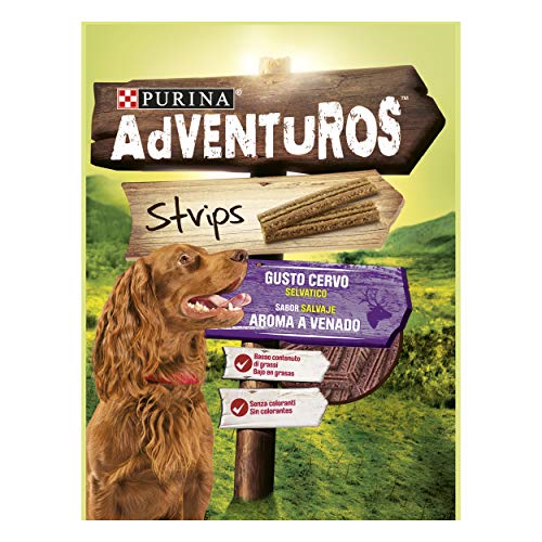 Purina Adventuros Strips Snacks, premios, chuches para Perros, 6 bolsas de 90g