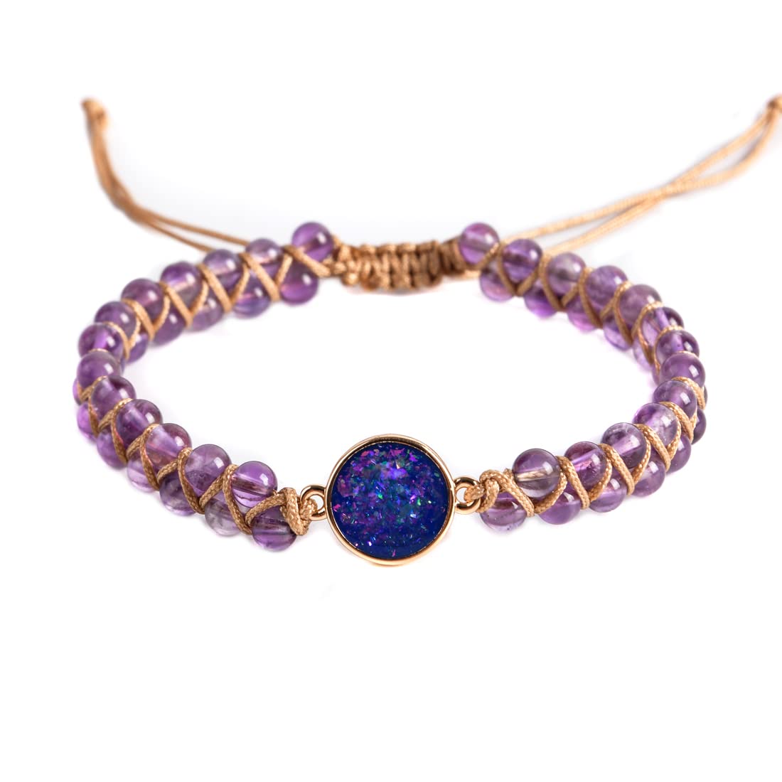 YGLINE Stone Bead Yoga Meditation Bracelet Healing Crystal Double Layer Natural Gemstone Beaded Relax Anxiety Bracelets for Women Men
