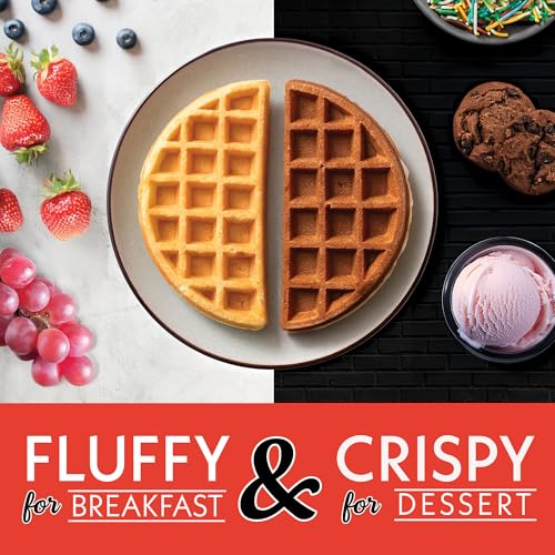 Gourmia Belgian Waffle Maker – Compact Design with Upright Storage, Adjustable Browning, and Easy-Clean Nonstick Ceramic Plates, Stainless Steel