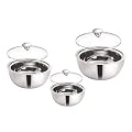 Borosil Stainless Steel Curry Server (Silver, 500ml, 900ml, 1.5L) - 3 Pc Set