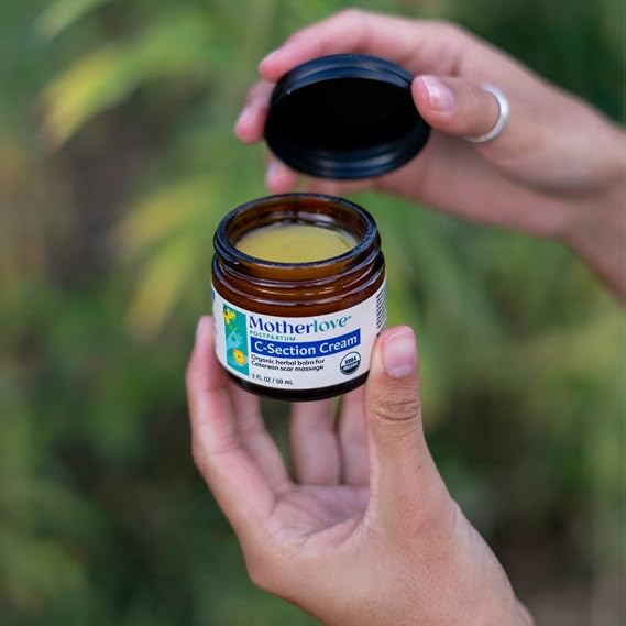 Motherlove C-Section Cream (1oz) Organic Herbal Nourishing Scar CreamSoothes Discomfort While Minimizing Appearance & Reducing Scar Tissue Build-upNon-GMO, Cruelty-Free