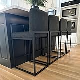 PHI VILLA Black Bar Stools Set of 4, Counter Height 24'' Barstool Pu Leather Bar Stools with Back, Kitchen Bar Chairs