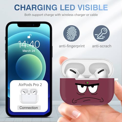 Image of for Airpods Pro 2nd Generation Case,Don't Touch Me Cool Cover with Lanyard Big Eyes Cute Cartoon for Airpods Pro 2nd Generation Case,Soft Shockproof Cover for Women Men-Claret
