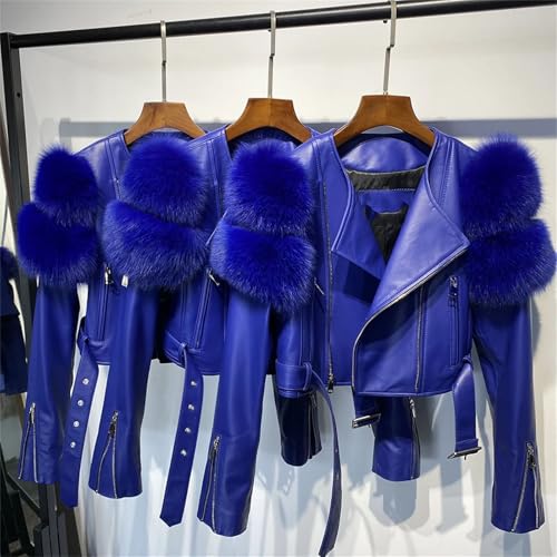 Women's Lambskin Leather Jacket With Fur Sleeves - Genuine Winter Coat For Ladies C111 3XL steampunk buy now online Women's Lambskin Leather Jacket With Fur Sleeves - Genuine Winter Coat For Ladies C111 3XL steampunk buy now online