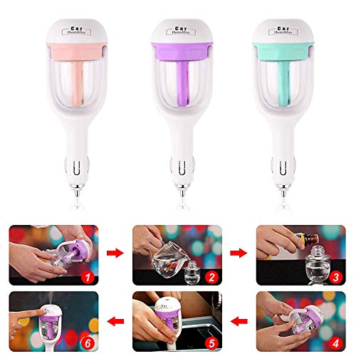 econoLED Car Humidifier,Mini Air Purifier Aroma Diffuser Air Freshener Purifier Aromatherapy Mist Maker with 180 Degree Rotation, Suit for Water Soluble Essential Oils Protable Diffuser (Blue) - Thumbnail 3