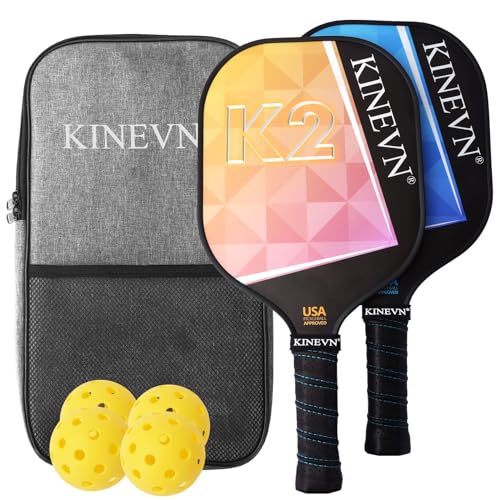 Kinevn Palas De Pickleball, Juego De 2 Paletas De Pickleball De Fibra De Vidrio Aprobadas Por Usapa, Raquetas De Pickleball Ligeras, Regalos Para Principiantes Kinevn Palas De Pickleball, Juego De 2 Paletas De Pickleball De Fibra De Vidrio Aprobadas Por Usapa, Raquetas De Pickleball Ligeras, Regalos Para Principiantes