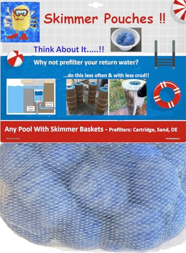 Miracle Balls, Skimmer Pouch 2 Pack, FM2P-Skimmer-Blue, Simple Way to Reduce Cleaning Cartridges, or Backwashing Sand Filter, Place Them in Skimmer Basket & PreFilter Your Return Water