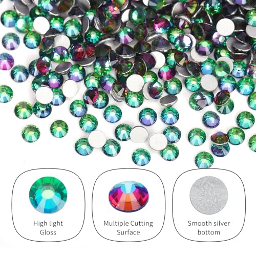 Image of 10000PCS Green Volcano Rhinestones Bulk, Flat Back Crystal Glass Stone Round Gems,SS16, 3.8-4.0mm