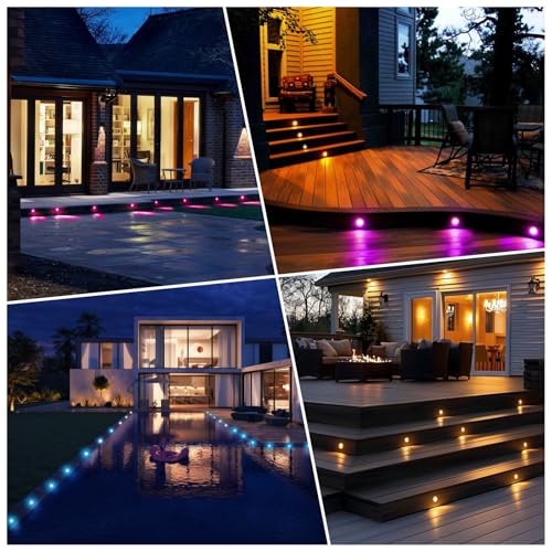 Image of FVTLED 10pcs WiFi Controller, Low Voltage RGB and Warm White LED Deck Lights Kit, Compatible with Alexa Google Home WiFi Wireless Smartphone LED Step inground Lights