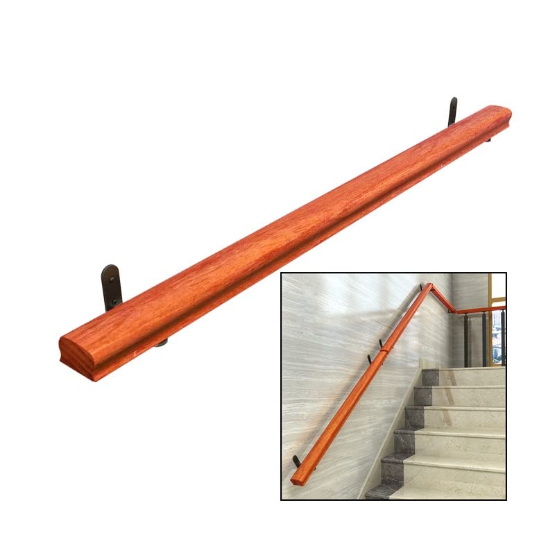 Rampe d'escalier en bois mural beige 430 cm pour couloir et terrasse intérieure