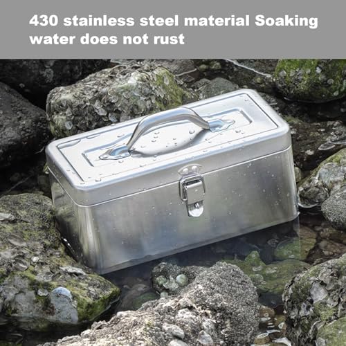 PurezmMoto Heavy Duty Rust Resistant Scratch Resistant Finish Cantilever Toolbox Tool Box Portable Stainless Steel Storage Box With Dual Lock Secured,With Handle And Removable Tray(L) - Image 3