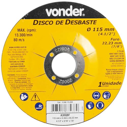 Disco de Desbaste 115 mm x 5,0 mm x 22,23 mm Vonder