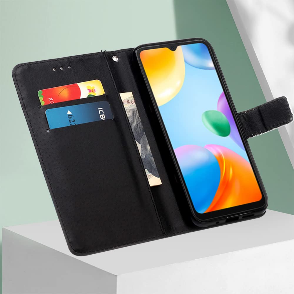 Cover In Pelle Per Xiaomi Redmi 10C A Libro | Custodia Portafoglio Con Slot E Supporto | Design Gatto