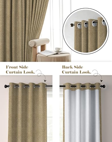 Image of Casableu Twillbone Digital Print 85% Blackout Curtains for Long Door /Window, Thermal Insulated, Tie Back, Wider Width 50 in, Eyelet Curtains for Living Room /Bedroom (D Brown 9 ft Set of 2)