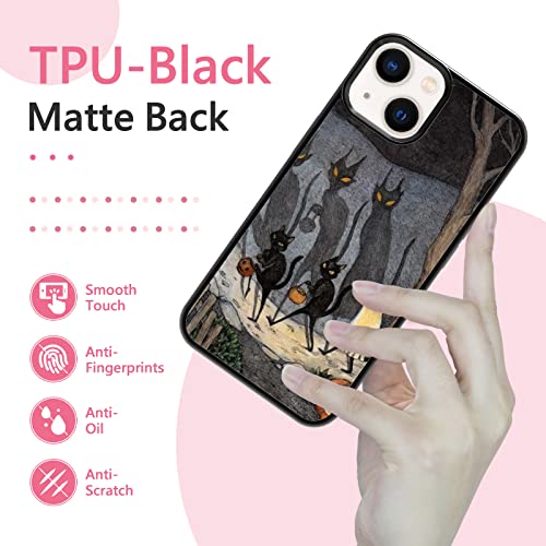 Vintage Scary Halloween Black Cat Phone Case Fit For Iphone 11 12 13 Mini Pro Max X Xr, Vintage Scary Funky Art Cute Print Iphone Case, Shockproof Protective Phone Cover Gift For Boys Girls Women Men #TOP5