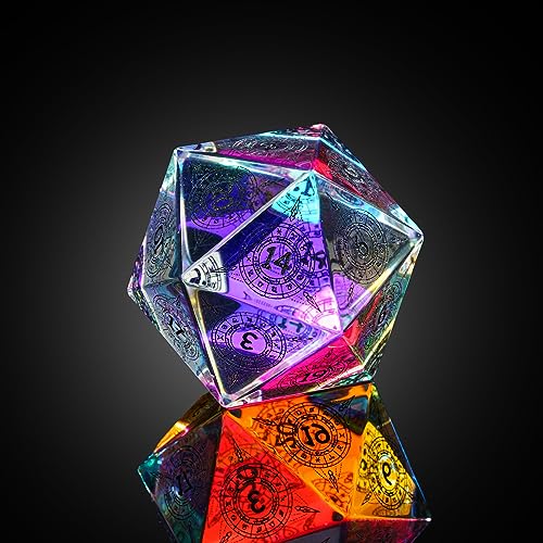 Image of UDIXI 30mm Prism Glass D20 Dice Large 20 Sided DND Dice for Tabletop Games | Premium Gift Box, DM Gift, for Dungeons and Dragons Role Playing Games