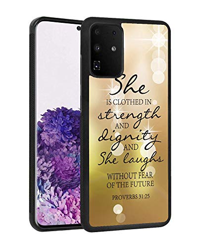 Galaxy S20 Case, Galaxy S20 5G Case, Quote Bible Verse Proverbs 31:25 Design Slim Anti-Scratch Rubber Protective Cover for Samsung Galaxy S20 / S20 5G (2020) 6.2 inch