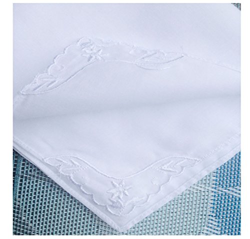 Cotton White Embroidery Womens Handkerchiefs Lace Pack