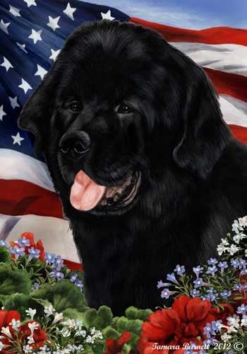 Newfoundland Dog Breed Patriotic House Flag 28 x 40 Inches