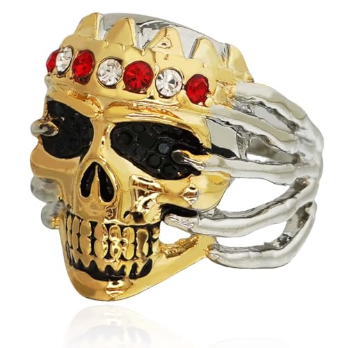 Bague crâne roi couronne noire pour vos soirées cocktail et look motard