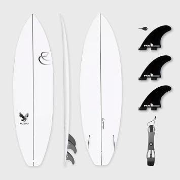 58/61" Shortboard 900 FRP with Fin Set and Leash High-Performance Epoxy Surfboard with Wood Stringer, EPS Core, and Carbon Lath
