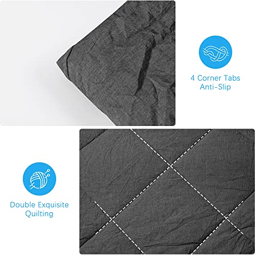 Atsense Queen Comforter Set, 100% Washed Cotton Linen Feel Dark Grey Comforter Set, 3Pcs Soft Lightweight Warm Comforters Queen Size For All Season With 2 Pillowcases #TOP5