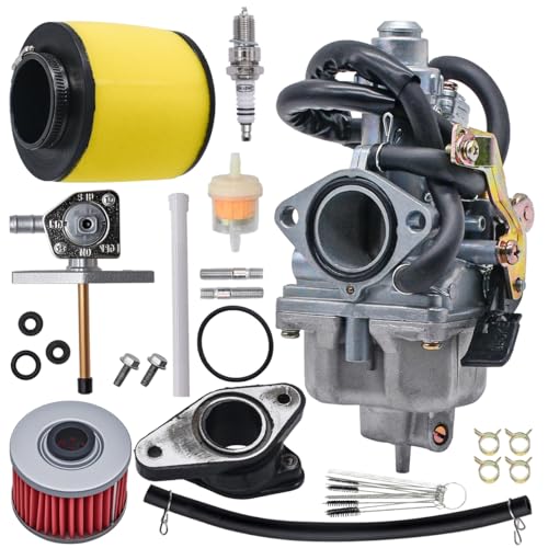 JDLLONG Recon 250 Carburetor Fit for Honda TRX 250 Recon250 TRX250TM TRX250TE ATV Carb with Air Filter and Fuel Petcock
