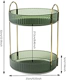 360° Rotating Makeup Organizer for Vanity Shelf Countertop Large Capacity Bathroom Organizer Cosmetics Storage Spinning Perfume Holder Skincare Organizer/990 (Color : Double green) - Image 6