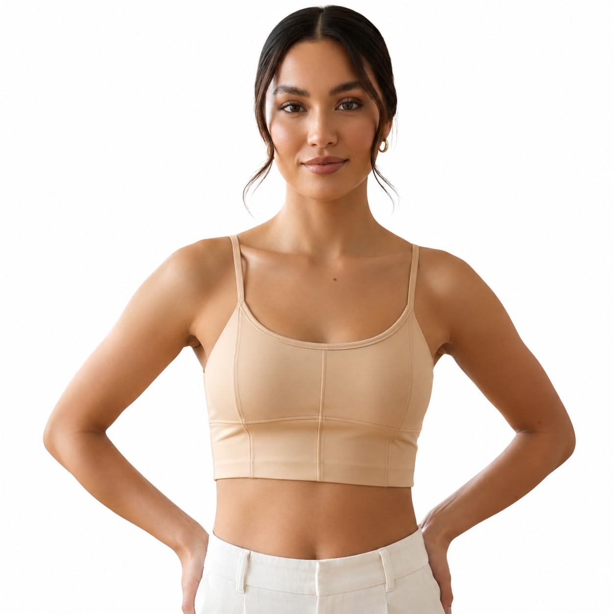 Sports Bra for Women | Removable Pads | Wirefree Medium Support | Stretch Fit Workout Bra Skin-image-48