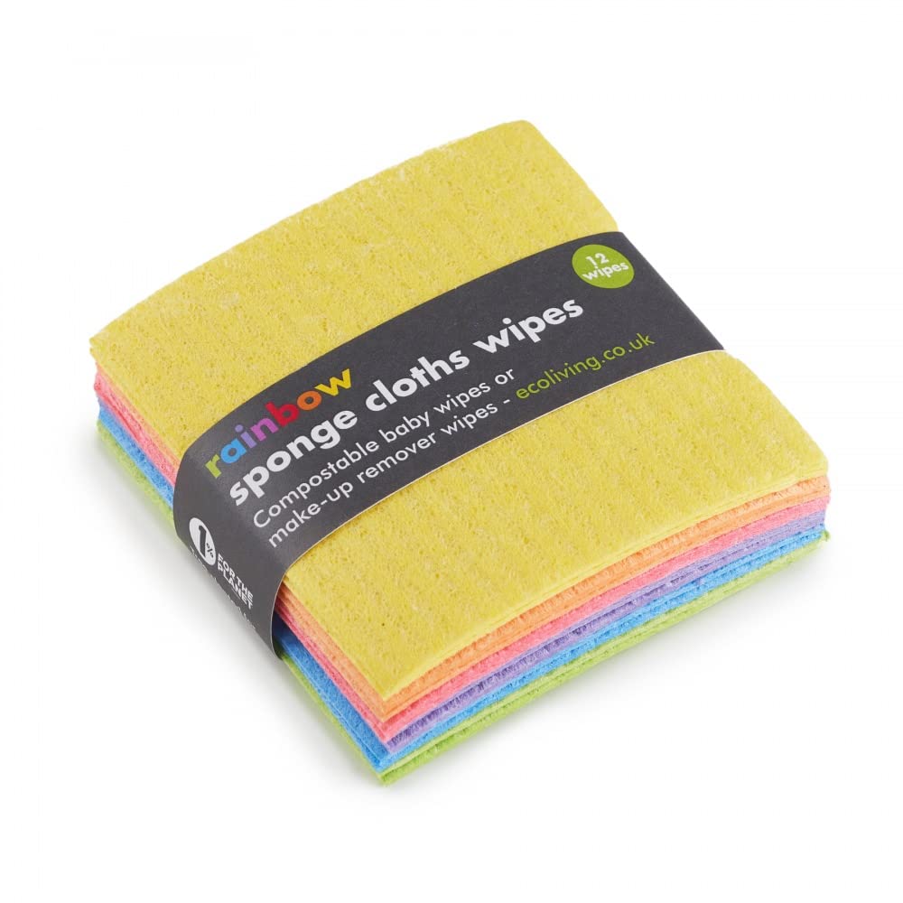 Eco Living Lot de 12 lingettes compostables arc-en-ciel
