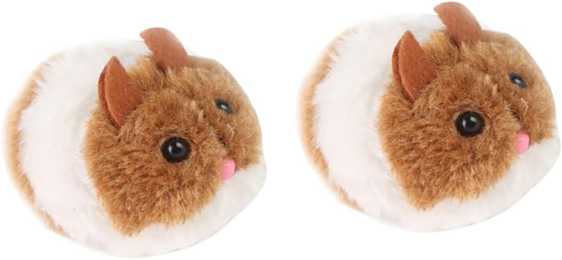 NOLITOY 2pcs Interactive Cat Toy Mouse Pulling Chain Shake Rattle Cat Teaser for Active Play Brown