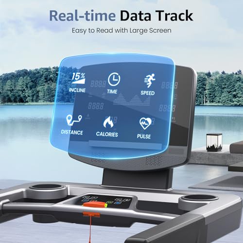 OMA Treadmill 5925 6134 6830, Treadmills for Home with Incline 15%, Folding Treadmill for Walking Running with Quiet Brushless, Pulse Sensors, 36 Preset Programs, LED Display - Thumbnail 6