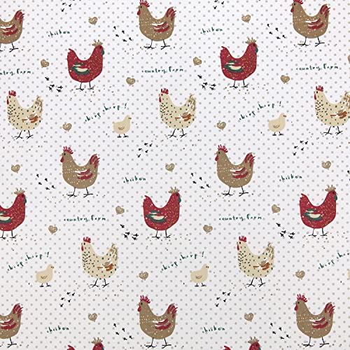 Cackleberry Home Farmhouse Chicken Fabric Tablecloth 100% Cotton, 60 X 84 Oval #TOP4