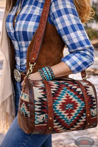 Image of CHALLENGER Western Floral Tooled Leather Replacement Shoulder Purse Guitar Cross Body Strap 115RS-Straps