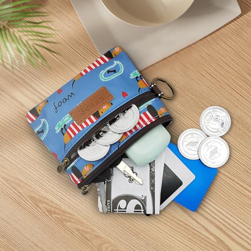Image of Coin Bag, Waterproof Coin Wallet Small Coin Purse with Zipper and Keyring, Cute Coin Pouch for Women and Girls, Change Purse Mini Storage Bag for Coin, Cards, Keys, Lipsticks (sky blue)