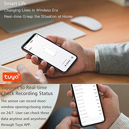 Alarme de janela com sensor de porta WiFi inteligente compatível com Alexa e ferramenta de controle