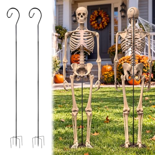 Otoolling 2Set Halloween Metal Skeleton Stand, Black, 6.56 Ft/ 2 M, Regular