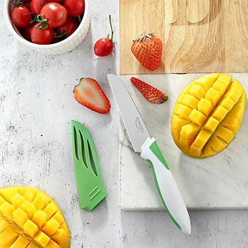 Mongsew Colorful 8 Pcs Paring Knives, 4 Pcs Paring Knife And 4 Pcs Knife Sheath, 4Inch Fruit And Vegetable Knife, Stylish Paring Knife Set, German Stainless Steel, Latest Rubber+Pp Ergonomic Handle #TOP3